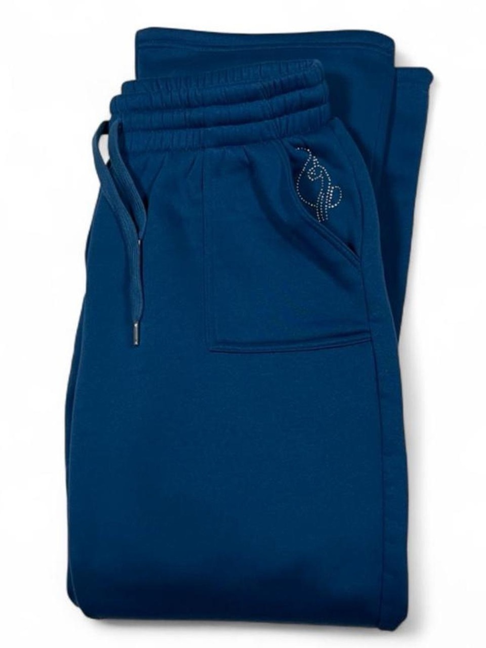 NWOT! Baby Phat Rhinestone Spellout Blue Sweatpants Women’s Size L Kick Flare